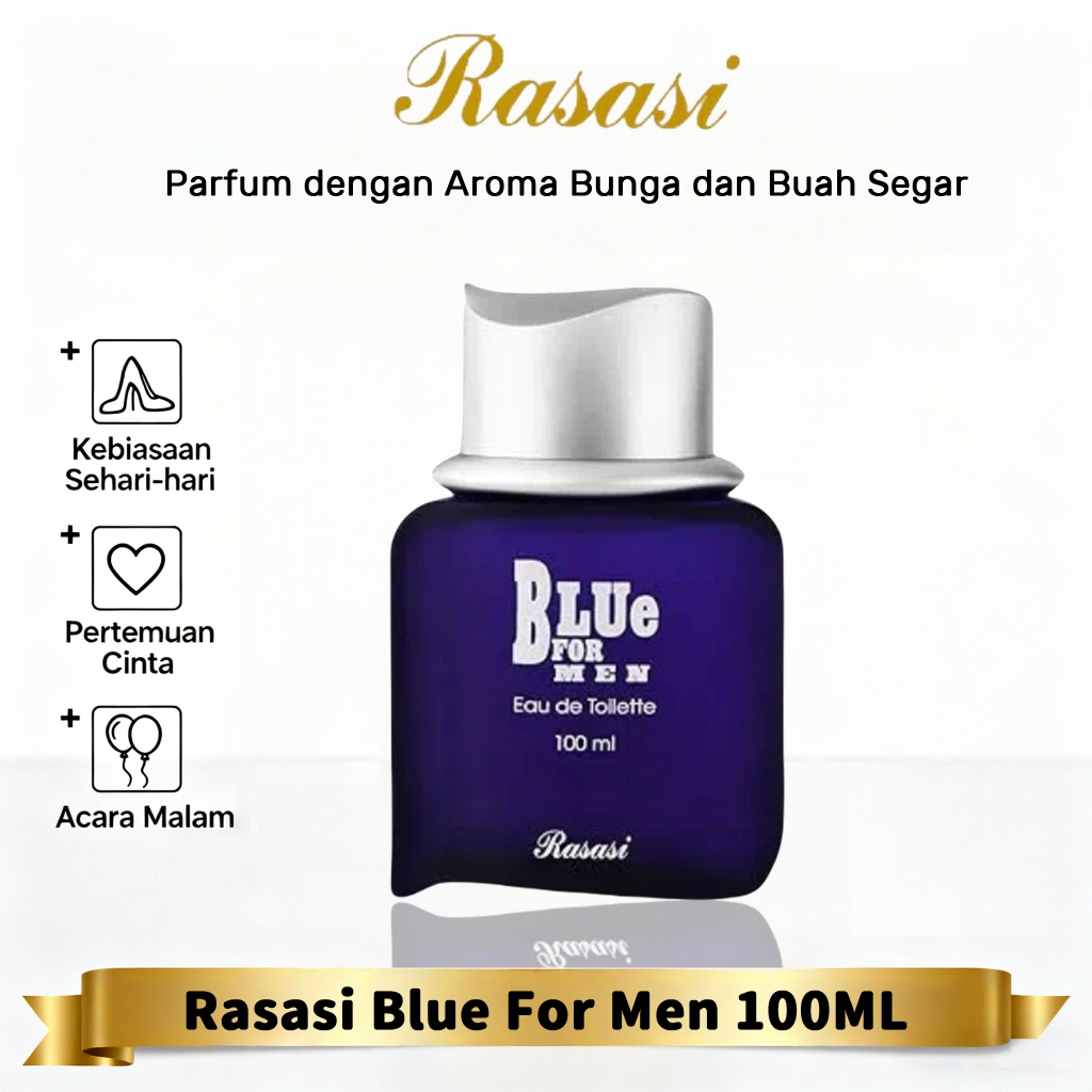 Rasasi Blue For Men 100ml EDP Original/Parfum Pria Arab Asli Wangi Segar Citrus Aquatic Tahan Lama/A