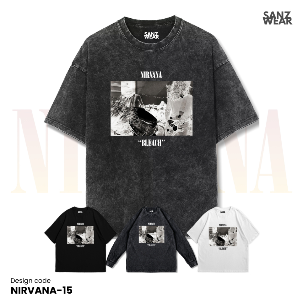 SANZ kaos NIRVANA | stonewashed washed t-shirt | black white longsleeve | NIRVANA-15
