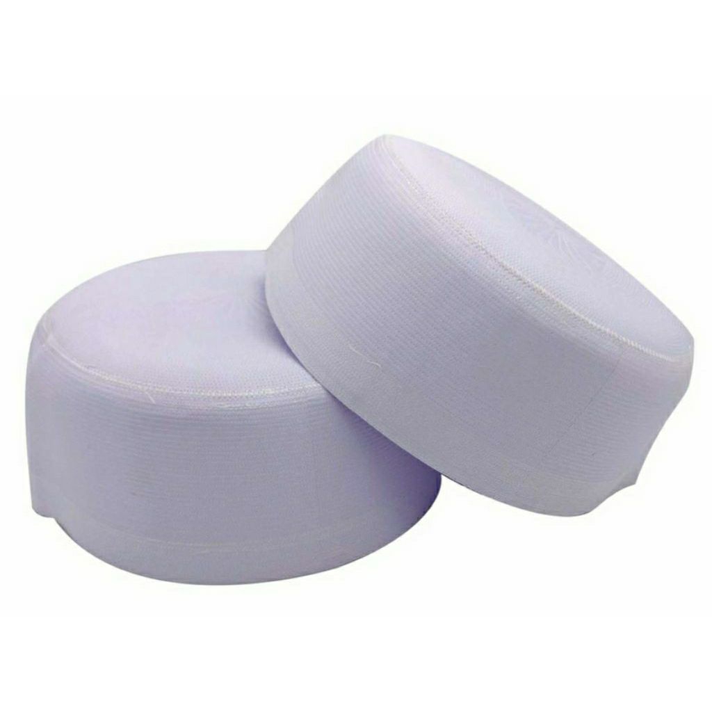 peci Bangladesh al-Faruq TANPA LUBANG ORIGINAL, putih polos, oleh-oleh haji dan umrah