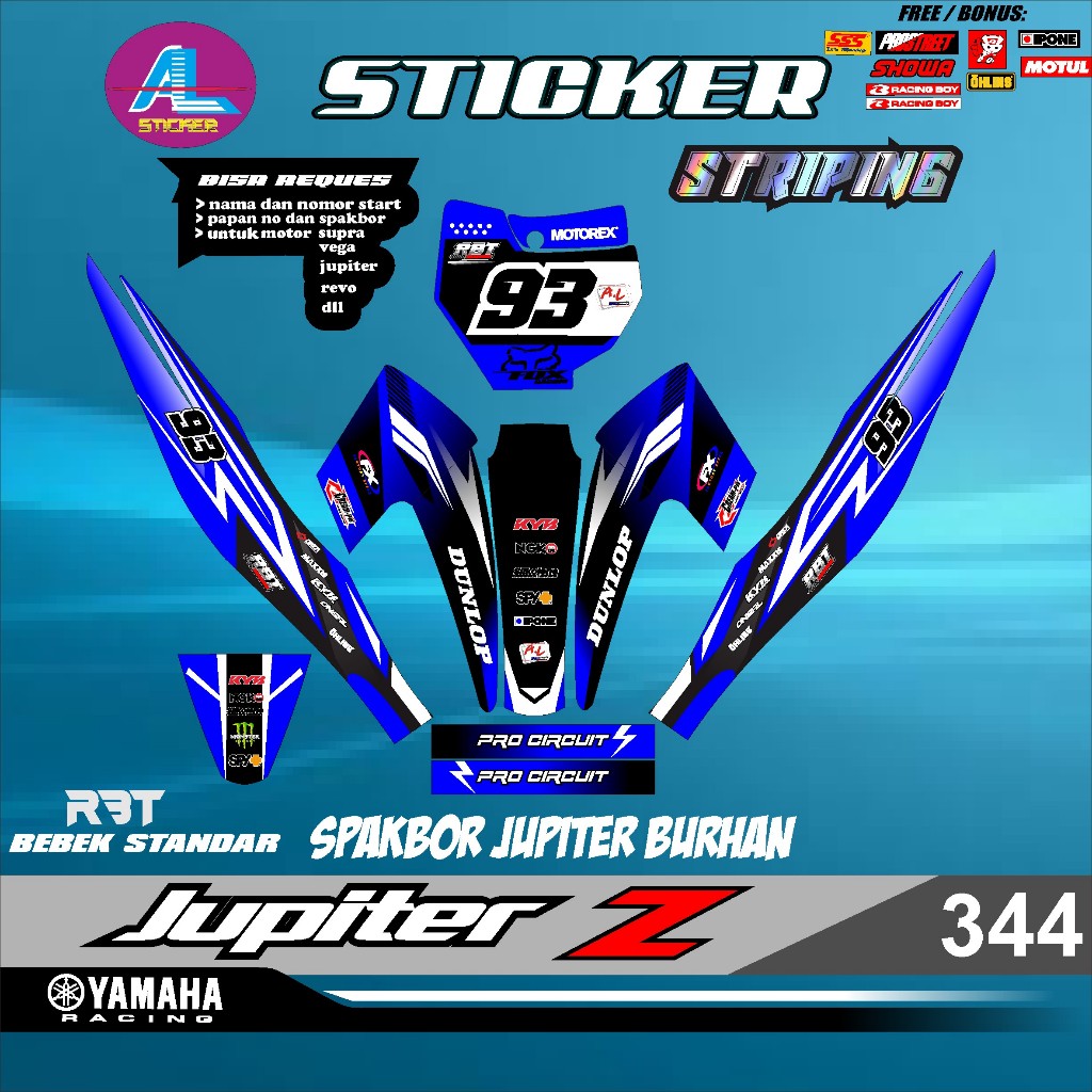 Sticker RBT JUPITER Z SEMI FULL BODY  BEBEK MODIF SUPERMOTO TERBARU TERVIRAL  MOTOR TRABAS AL V 344