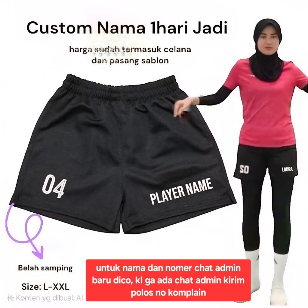 Celana Voli Cewek Custom Nama dan Nomer