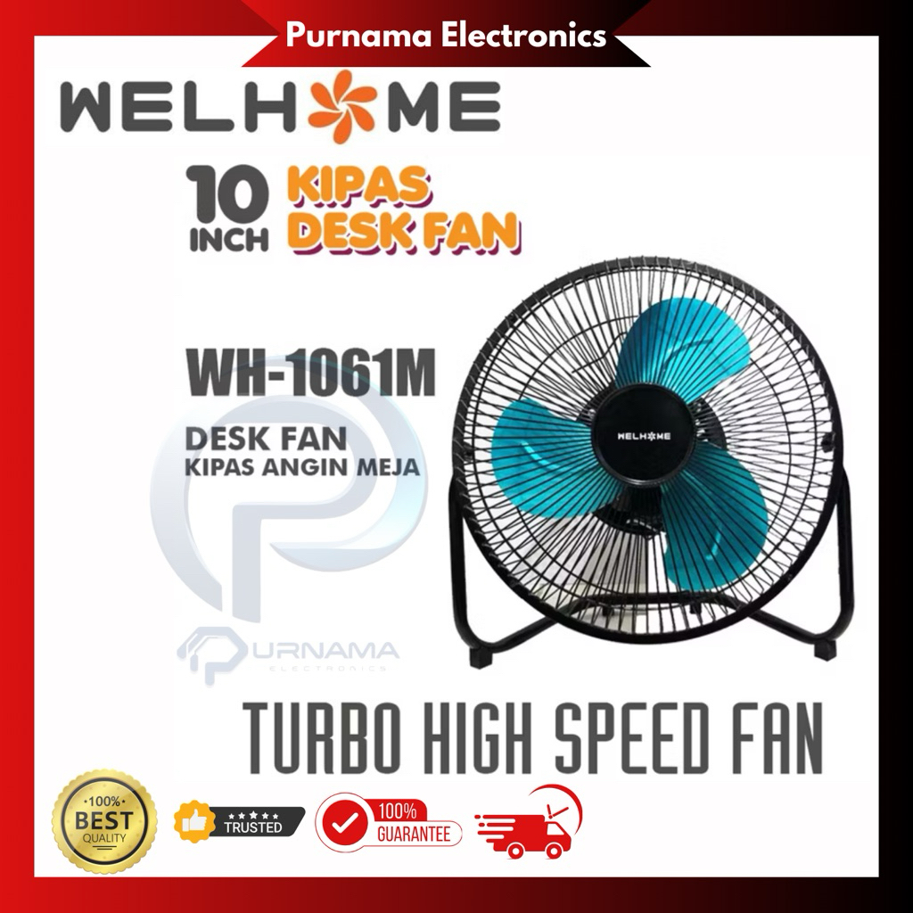 Kipas Angin Meja Tornado Besi Welhome WH-1061M / Deskfan Besi Welhome