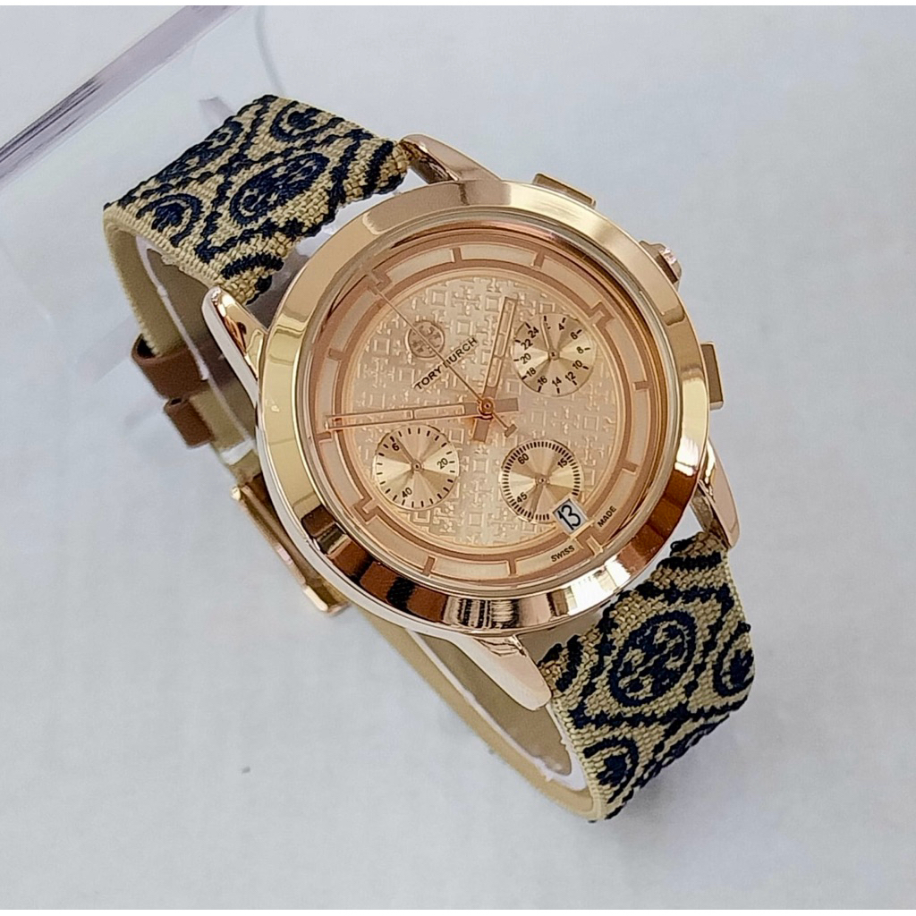 CHRONO ON - JAM TANGAN WANITA TORY BURCH TRB1013 STRAP KULIT SUPER