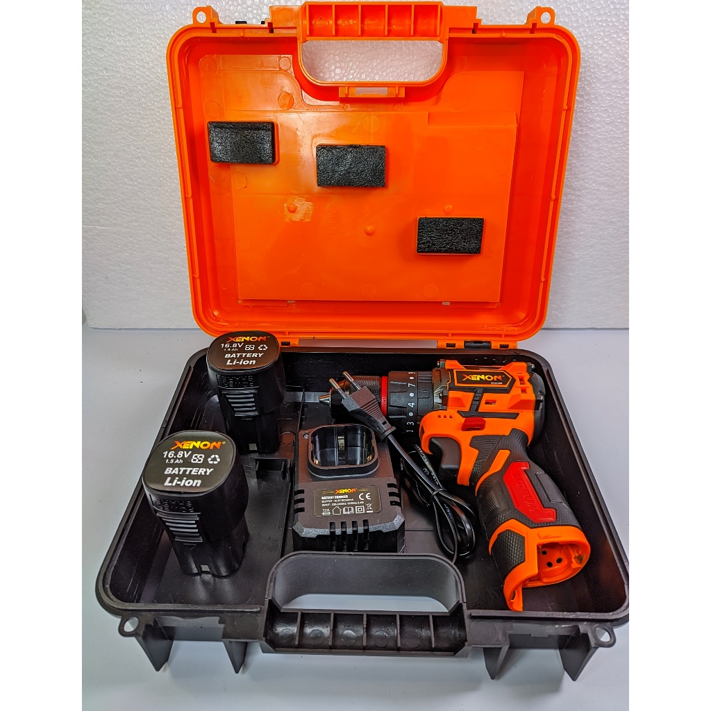 XENON Brushless Cordless Impact Drill X-CDID700N — Bor Tanpa Kabel, 2 Baterai Lithium 16.8V,