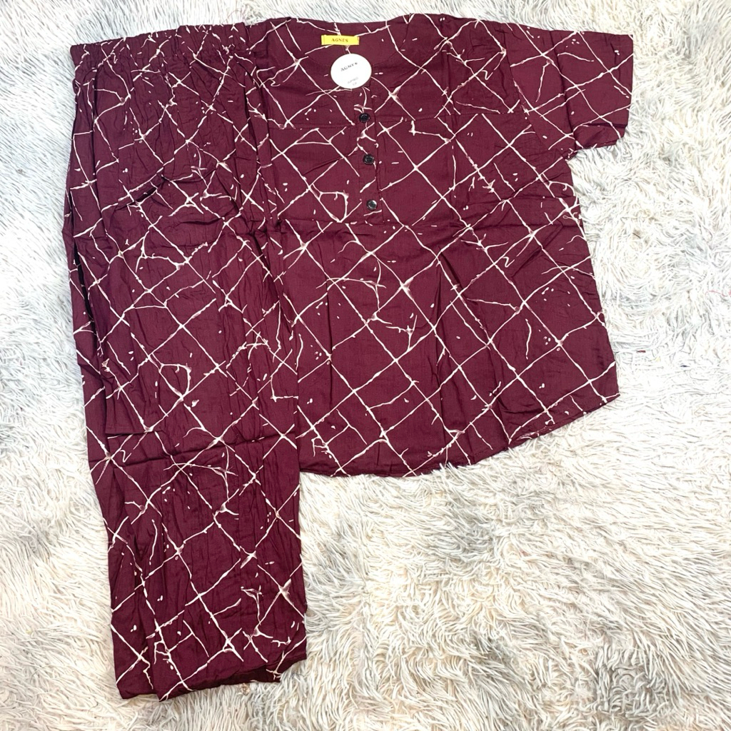 Tebobok - LD 120 Jumbo Agnes Stelan Rayon Tebal CP Lengan 7/8  CP Rayon | Baju Tidur Agnes Piyama Ra