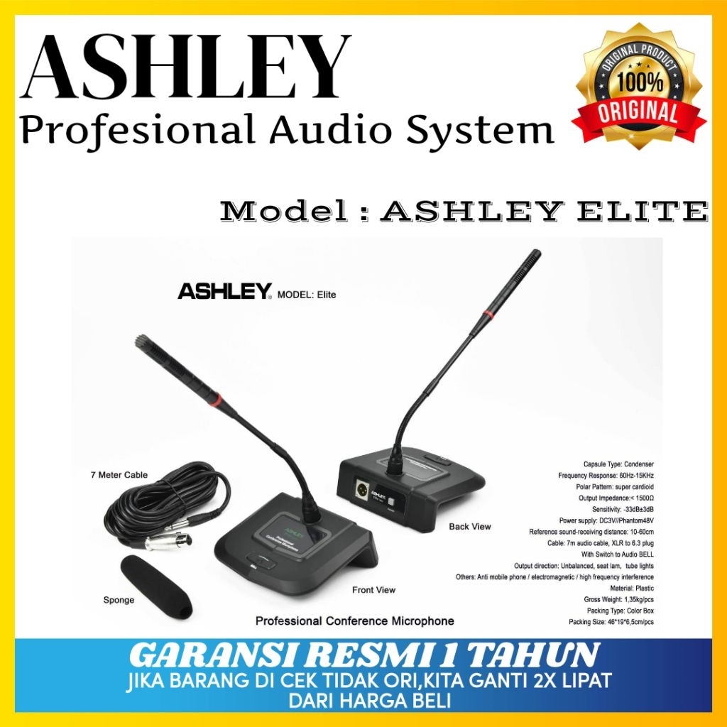 Mic Kabel Meja Ashley Elite Original Mic Podium Ashley