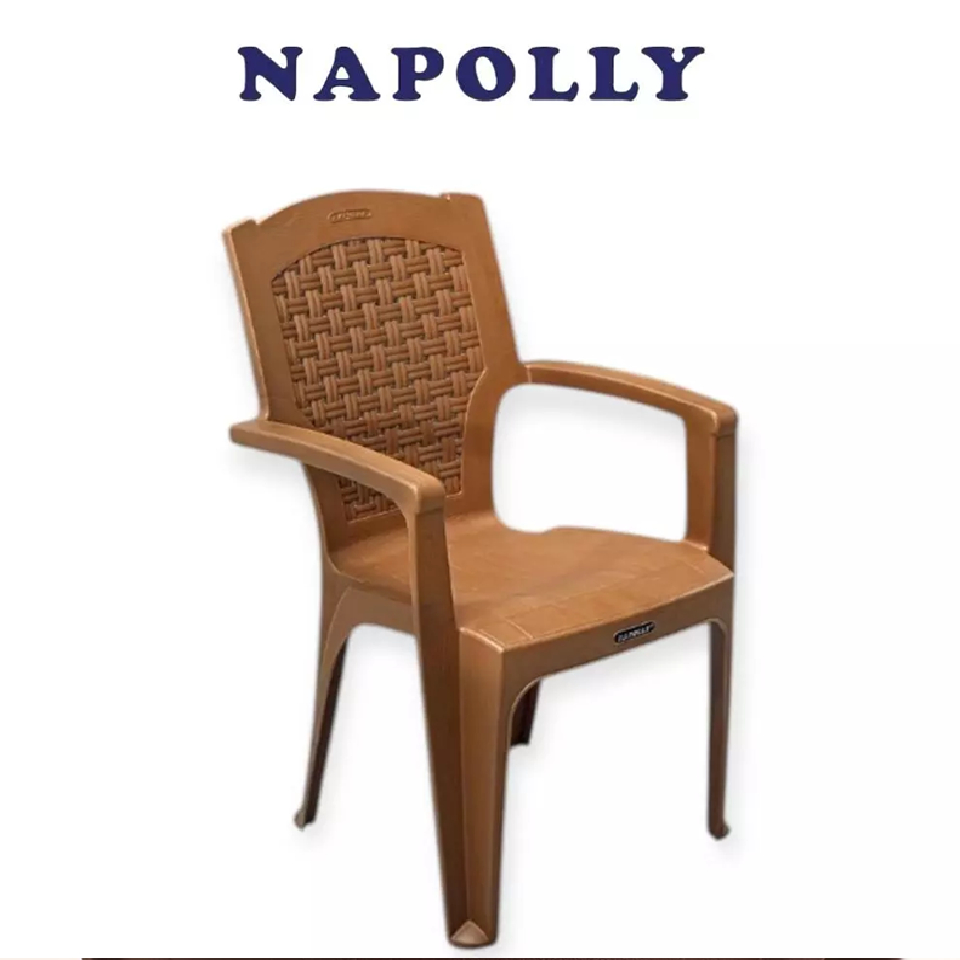 BK  632 Kursi Plastik Pangeran Napolly / Kursi Senderan Plastik Tangan Anyaman / Bangku Plastik Napo