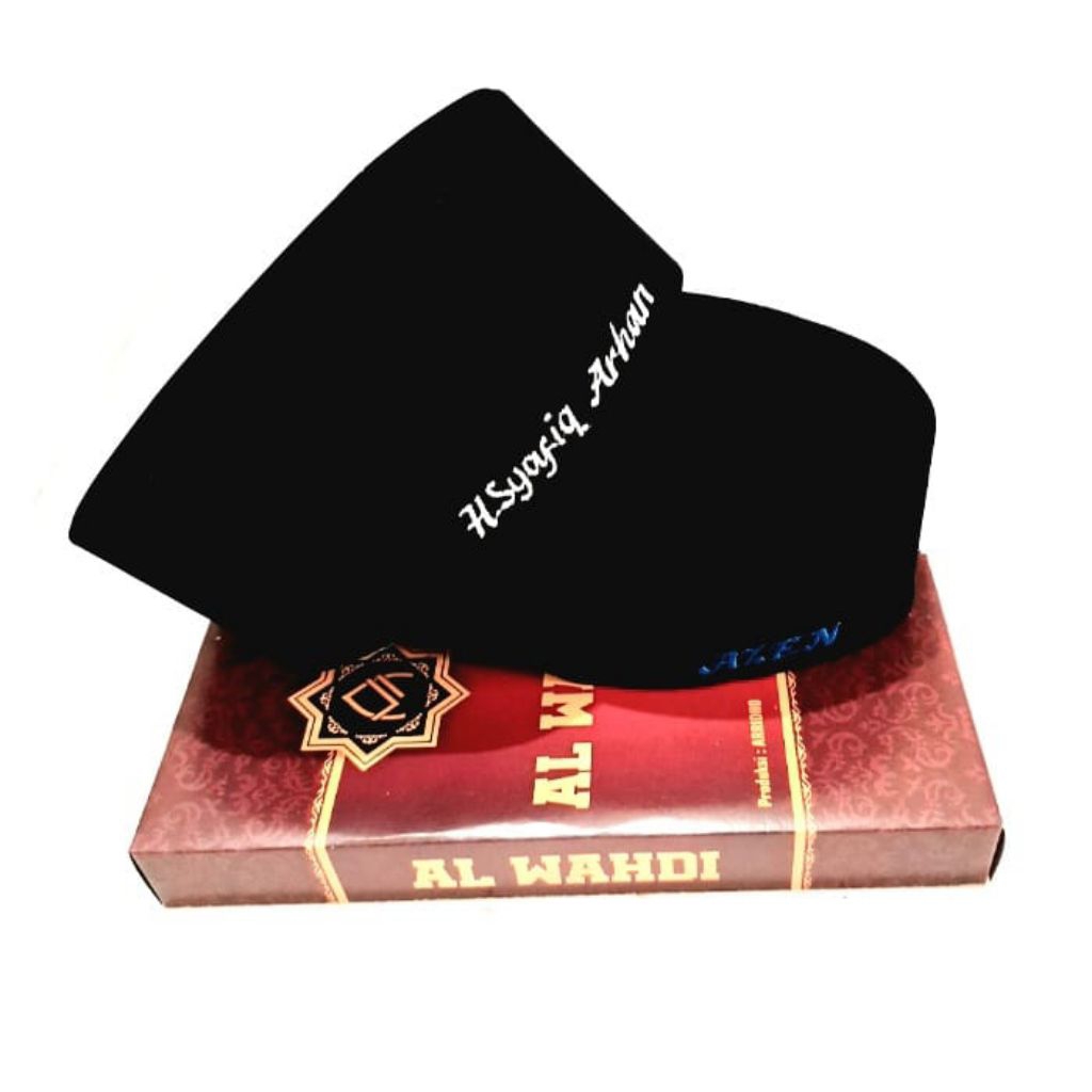 Peci Hitam Bordir Nama Songkok Hitam Custom Bordir Nama Anak Dan Dewasa