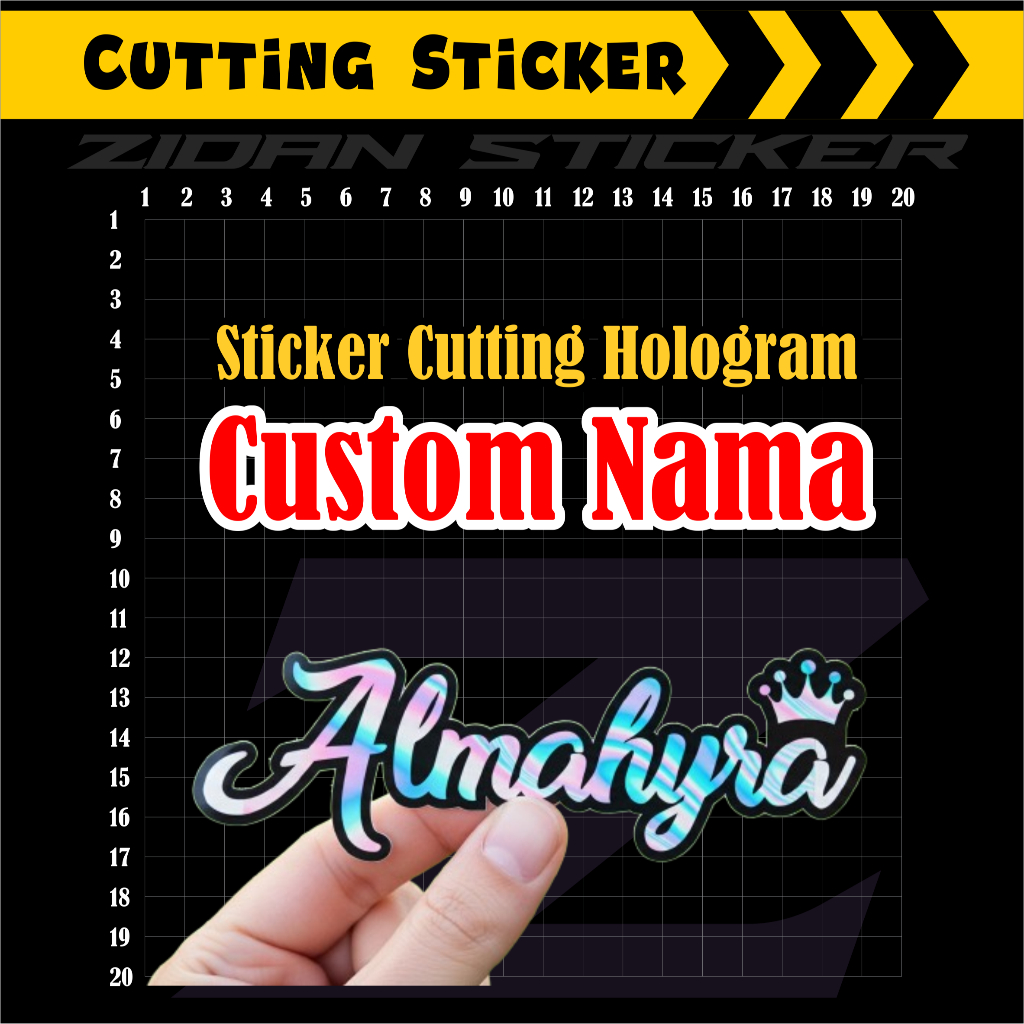 Custom Sticker Nama Hologram / Cutting Sticker Custom / Sticker Hologram / Sticker Tumpuk / Custom S