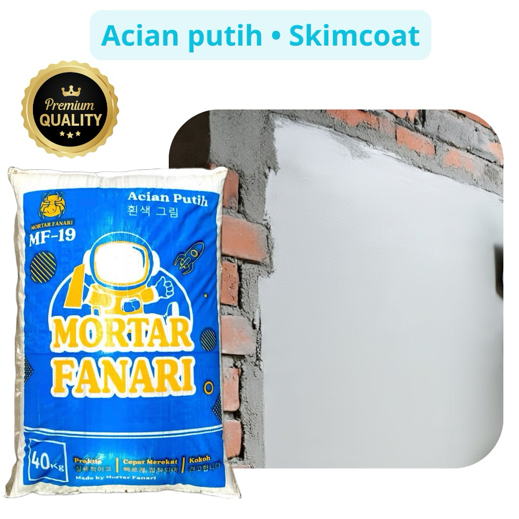 Mortar acian putih *anti rembes | Skim coat *40 kg