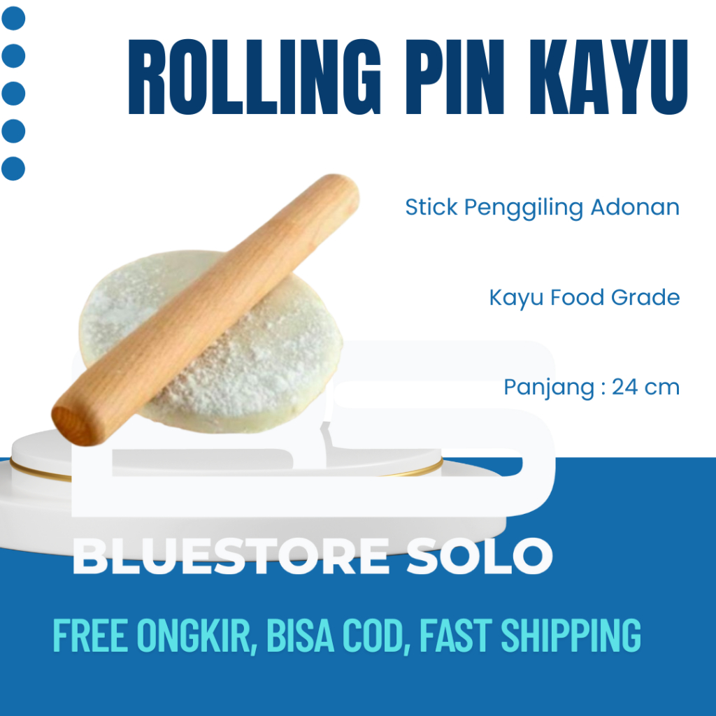 Rolling Pin Kayu Rolling Stick Penggiling Adonan Kue Stik Penggilas Stick