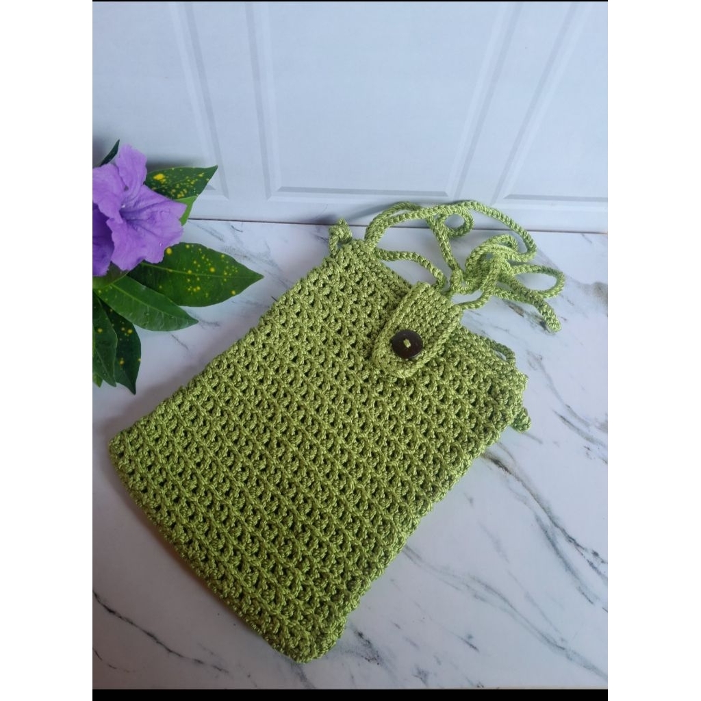 TAS RAJUT SLEMPANG,tas rajut handphone