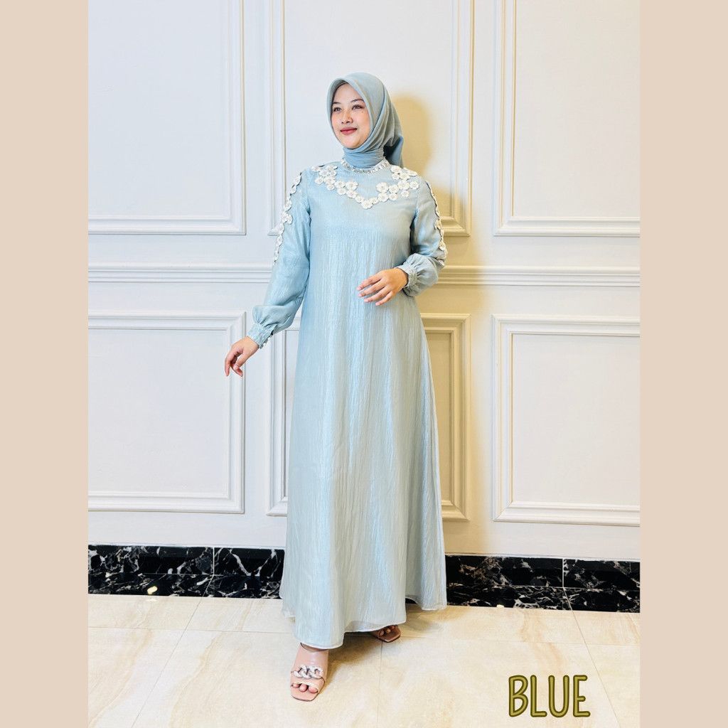 Gamis Erina Bahan Bambo Silk Premium + Slime. Crush