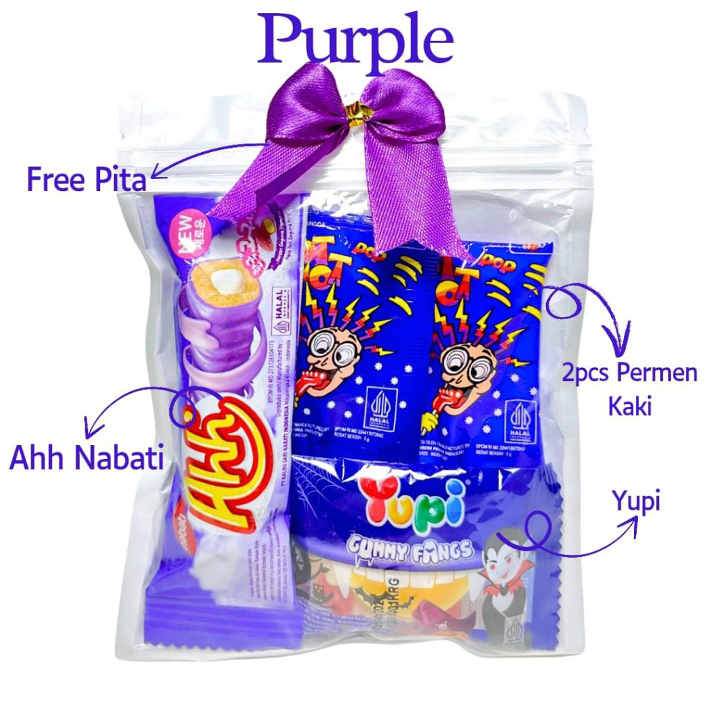 

Mini Gift Snack Purple and white Termurah Freebie Mini Hampres Minimal Order 5 Pcs