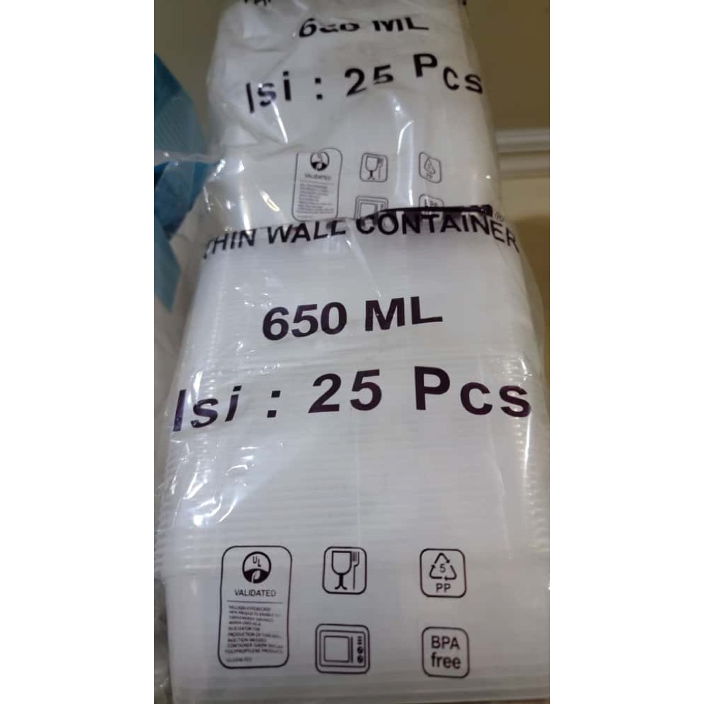 Kotak Makan Plastik 650ml Tempat Box Nasi Microwave Thinwall Food Container
