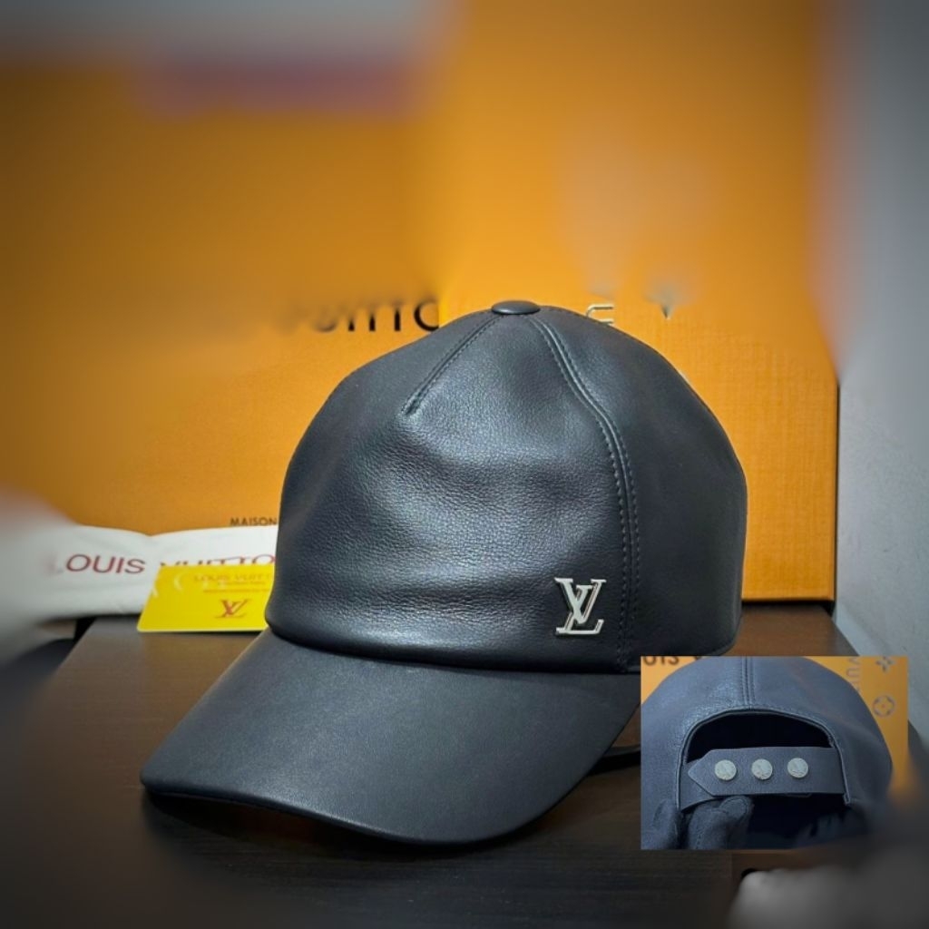 TOPI VIP HITAM FASHION PRIA WANITA TOPI KULIT ASLI