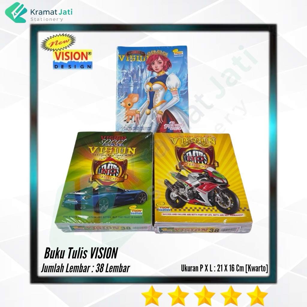 VISION Buku Tulis 38 Lembar Isi 10 Buku (1 Pack)