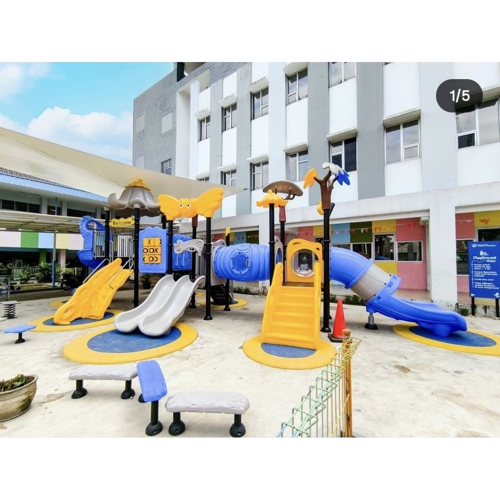 PLAYGROUND OUTDOOR LENGKAP GALVANIS BESI TAMAN BERMAIN APARTMENT KOMPLEKS PERUMAHAN BESI AYUNAN PERO