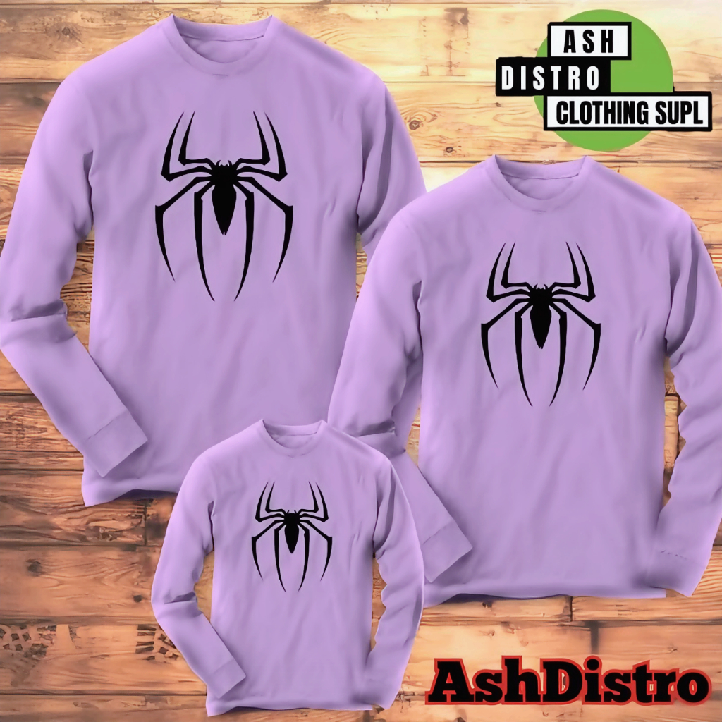 Baju tangan panjang couple / kaos spiderman lengan panjang / kapelan keluarga kaos