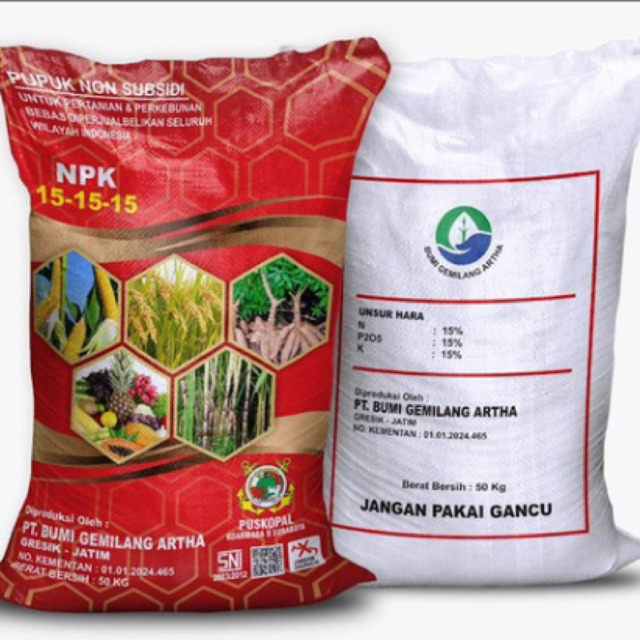 Pupuk NPK 15-15-15 Kualitas Premium kemasan Repack 1kg Untuk Pertumbuhan Tanaman