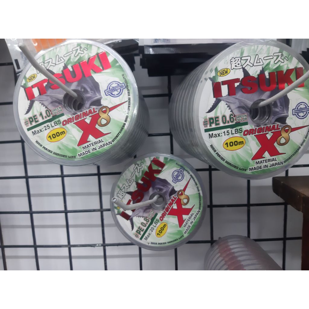 senar pancing PE stella Itsuki X8 100m connecting green colour 0.6 0.8 1 senar PE hijau