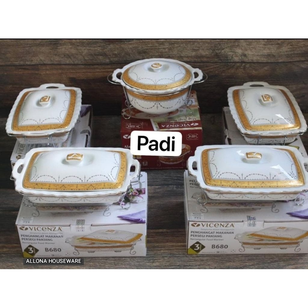 (FREE PACKING KAYU) PRASMANAN SEMEJA / WADAH SAJI SET 5 PCS VICENZA (4 PCS PERSEGI 680 + 1 PCS BULAT