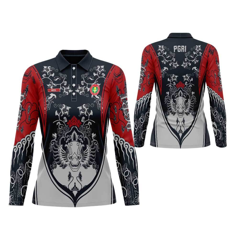 Baju Berkerah Wanita  Tangan Panjang pgri  Printing Terbaru Keren