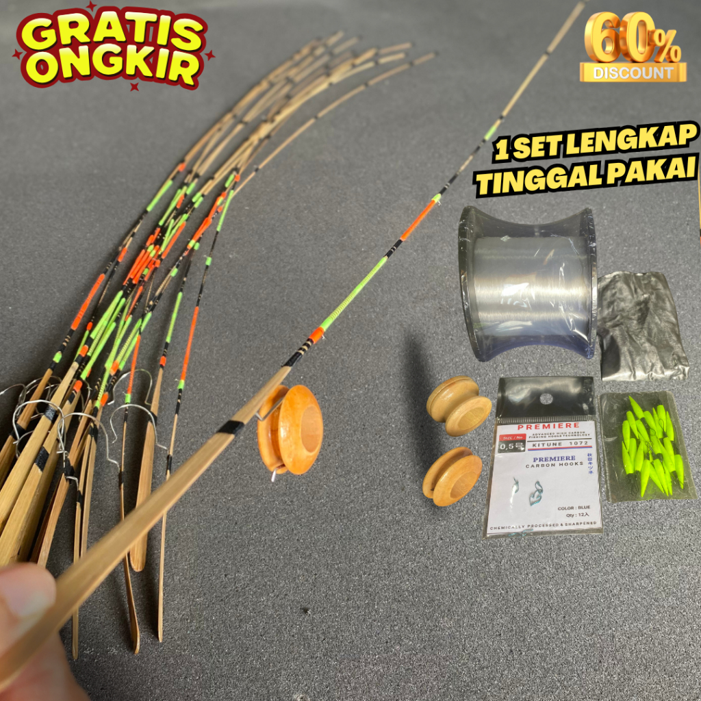 Full Set Joran Wader Premium Super Lentur -Joran Pancing ikan Wader Tawes Nilem Mas Udang Nila lele
