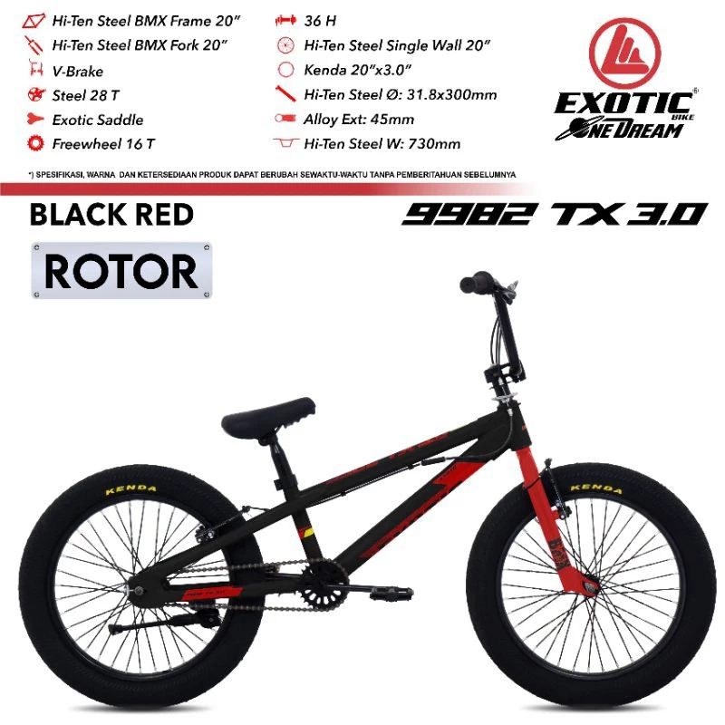 Exotic BNX ET9982TX-3.0 ET9982TX-3.0 Rotor Sepeda 20 Inci Rangka Steel Rem V-Brake Anak 8 Thn Dewasa