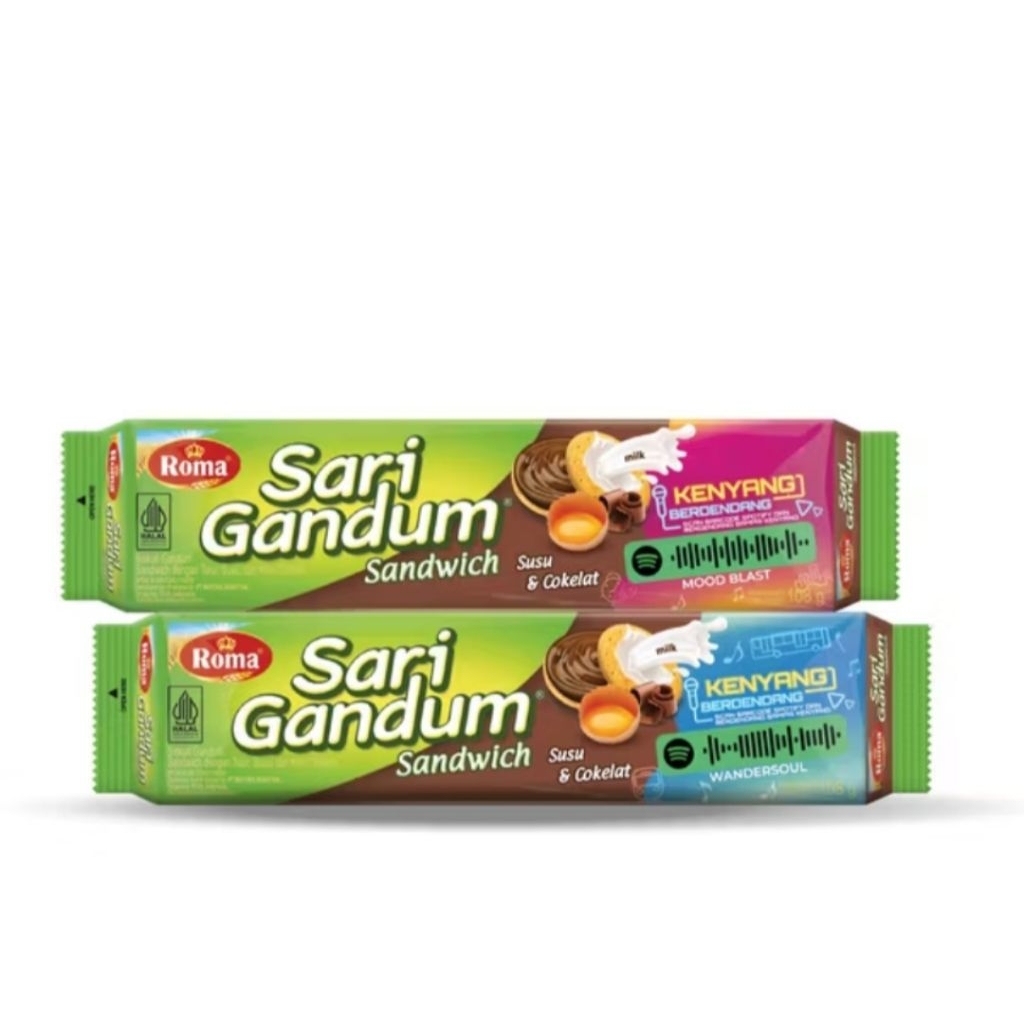 Roma Sari Gandum Sandwich Susu Cokelat & Peanut Butter – Biskuit Gandum Isi Krim Enak Murah 108g