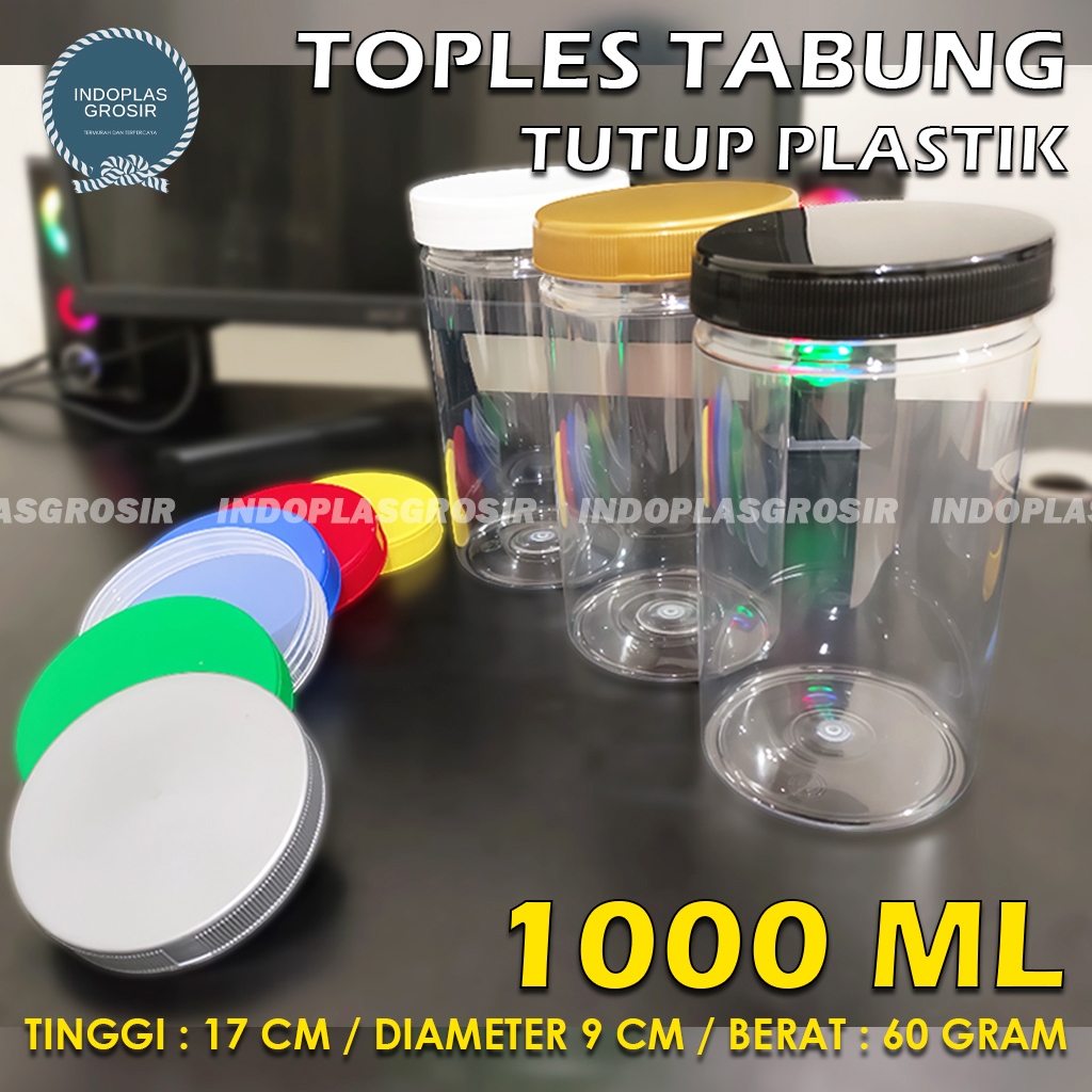 TOPLES PLASTIK 1000ML / TOPLES PLASTIK SILINDER 1000ML / TOPLES TABUNG 1000ML