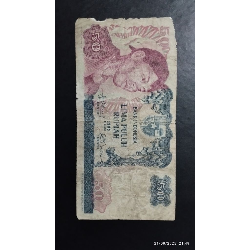 UANG KUNO 50 RUPIAH SUDIRMAN TAHUN 1968
