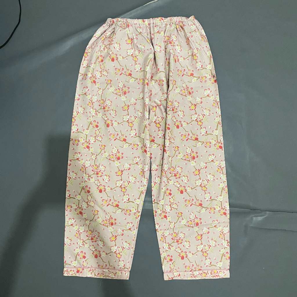 DEWASA B137 (NO BRAND, PRELOVED) Celana Panjang Tidur Bawahan Piyama Pinggang Karet Adem Pink Bunga 