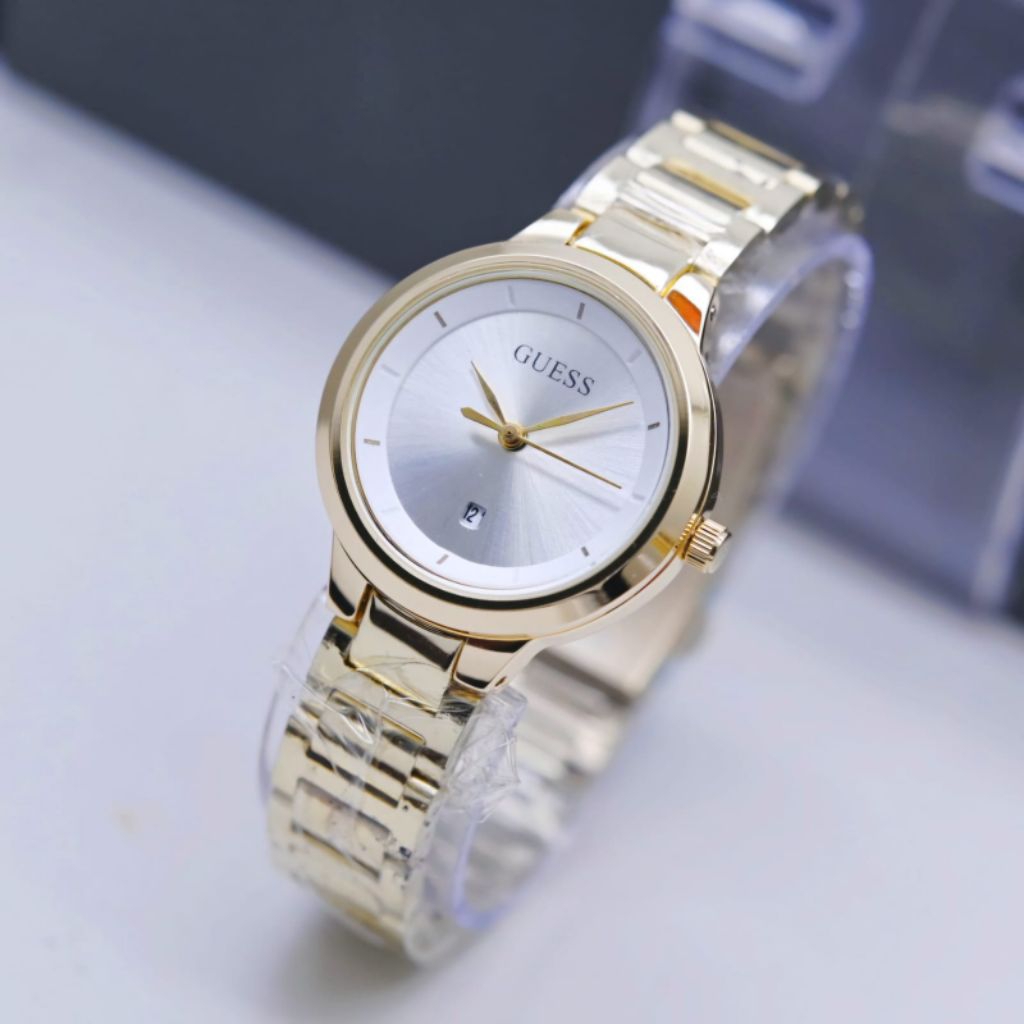 Termurah - Jam Tangan Fashion Guess Tanggal Aktif Model Strap Rantai Elegan