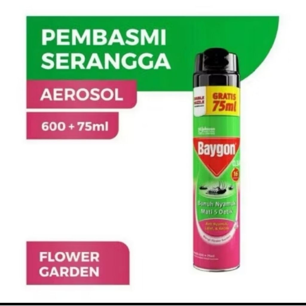 Baygon semprot anti nyamuk dan kecoa 600 + 75 ml.