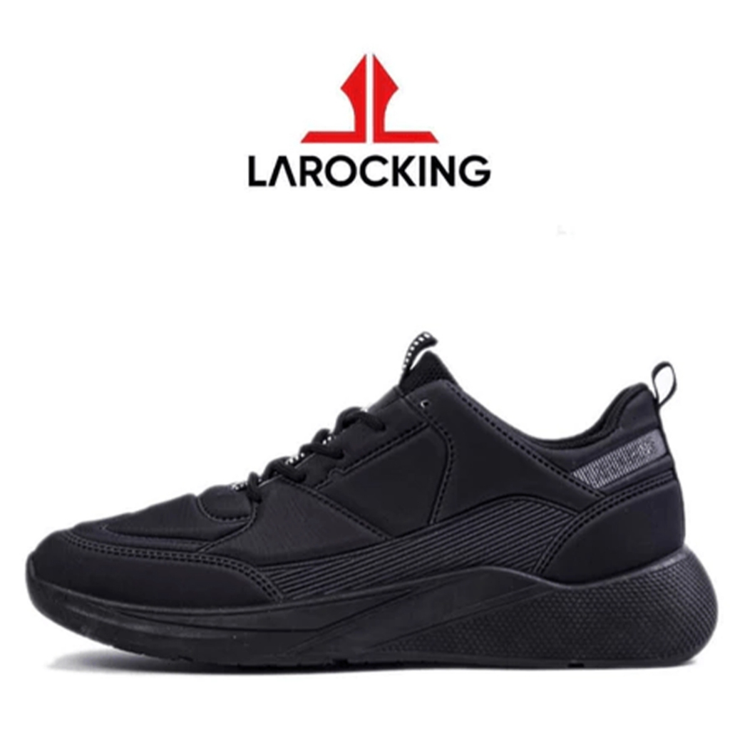 Sepatu Sneakers Larocking Zavyr - Hitam Polos | Sepatu Olahraga Running Gym Pria Wanita