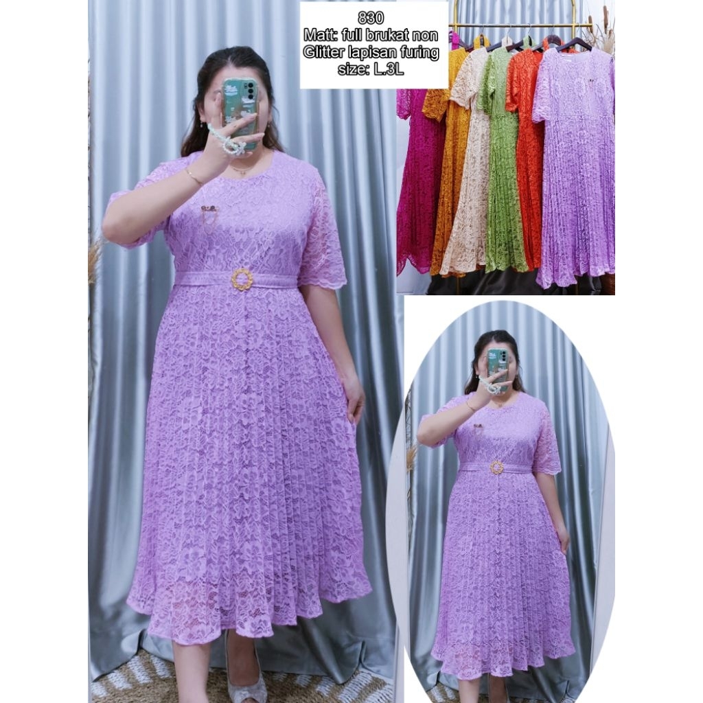 Dress brukat wanita 830/dres brukat terlaris/Midi dres wanita/COD