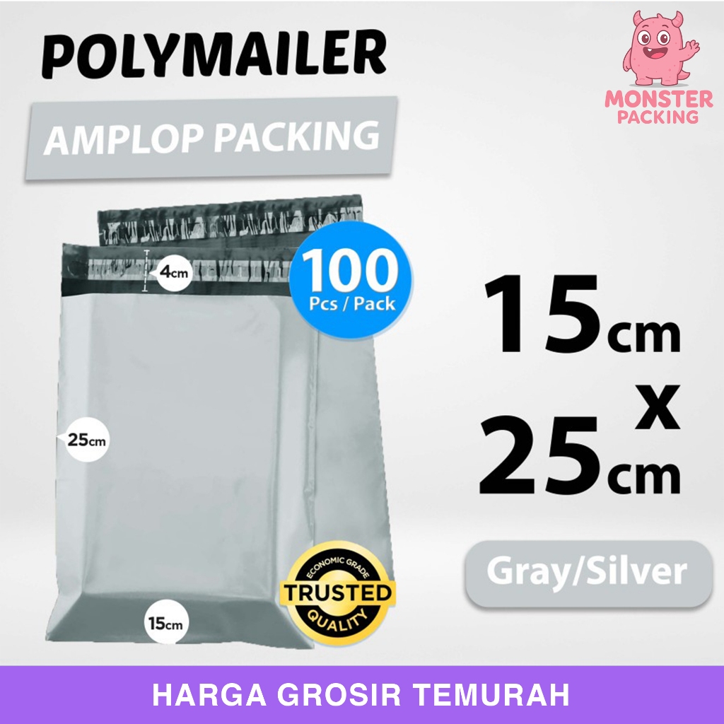 

Polymailer Pack GREY 15x25cm amplop Plastik Packing Olshop Ekonomis