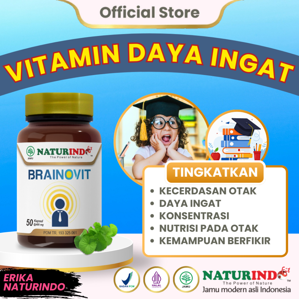 BRAINOVIT Vitamin Daya Ingat Kecerdasan Otak Suplemen Daya Ingat Anak & Dewasa NATURINDO