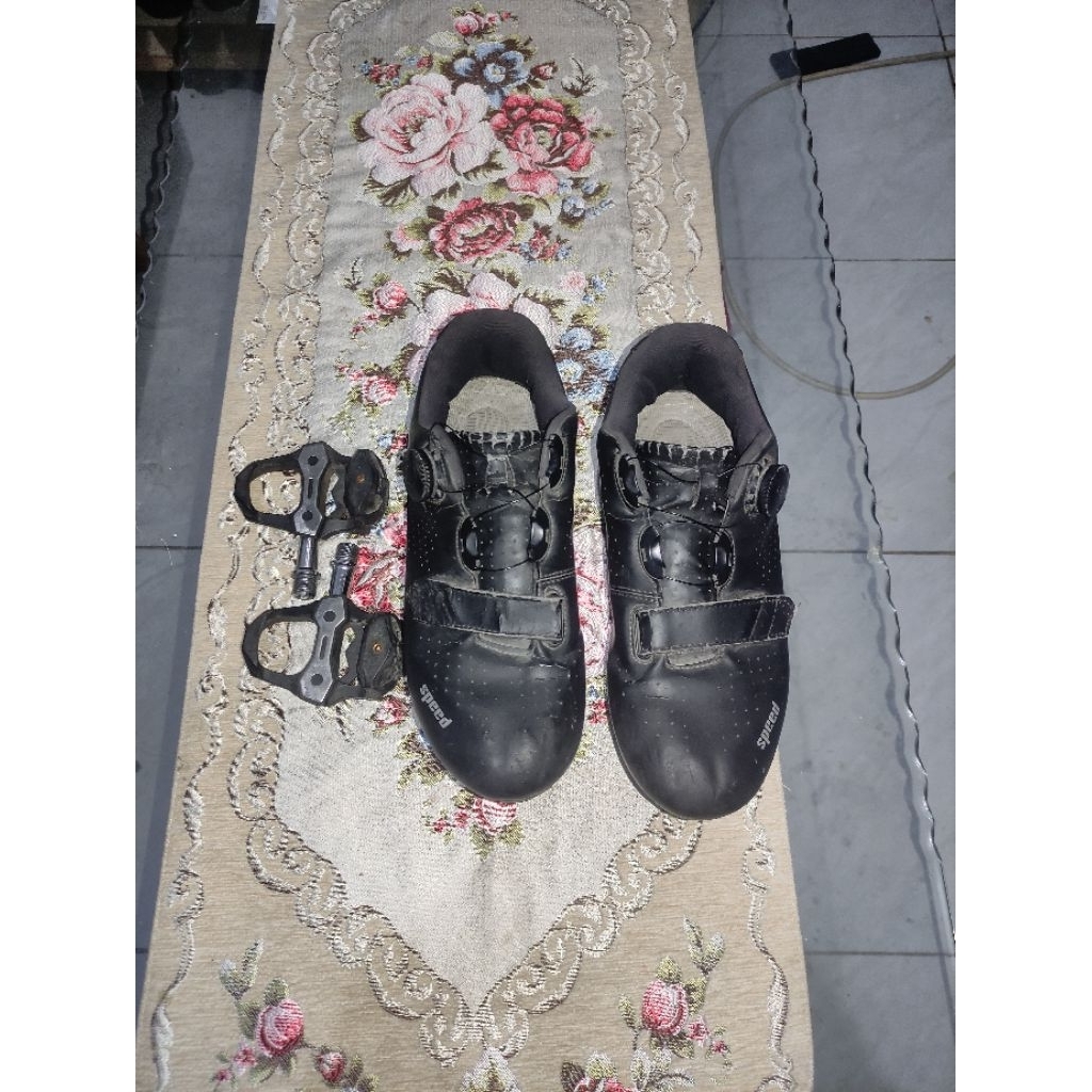 cleatset sepeda roadbike sepatu cleat dan pedal cleat second preloved bekas