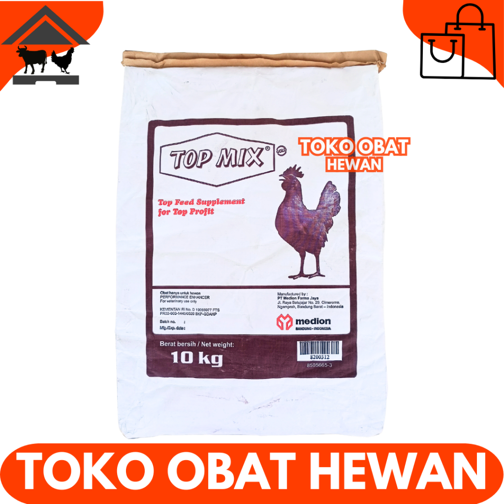 TOPMIX TOP MIX 10 KG (1 SAK) MEDION - Suplemen Penggemuk Ayam Tingkatkan Produksi Telur Tambahan Pak