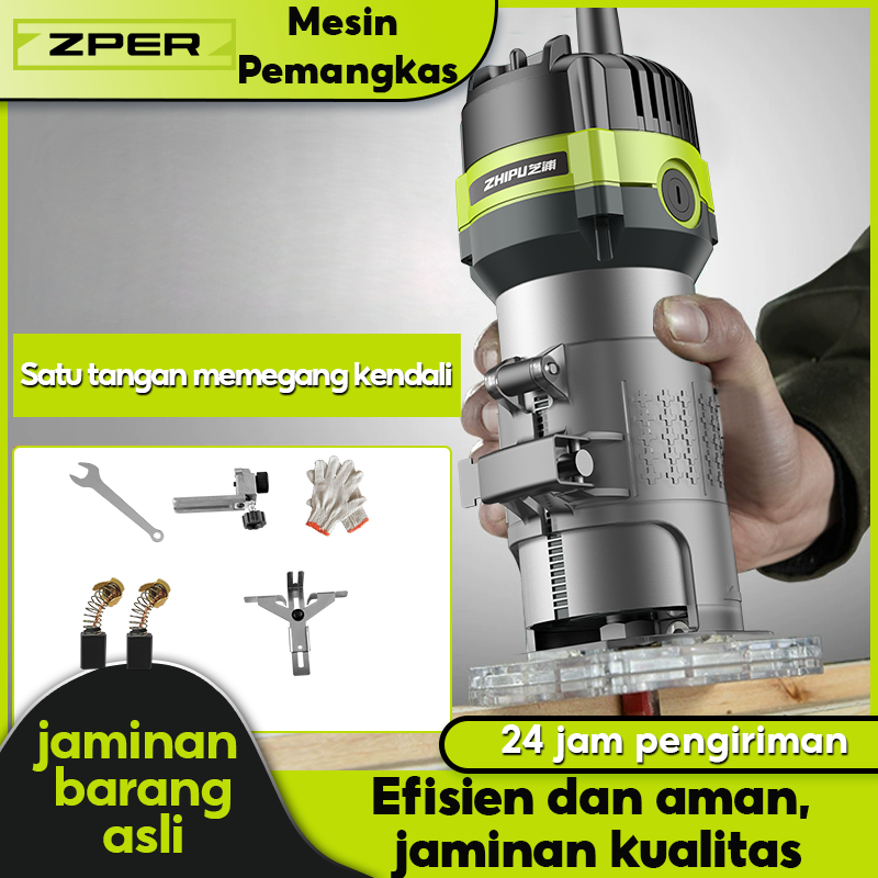 ZPER Mesin Profil Kayu alatpotong Router Trimmer Fullset Murah Wood Trimmer alat tukang kayu lengkap
