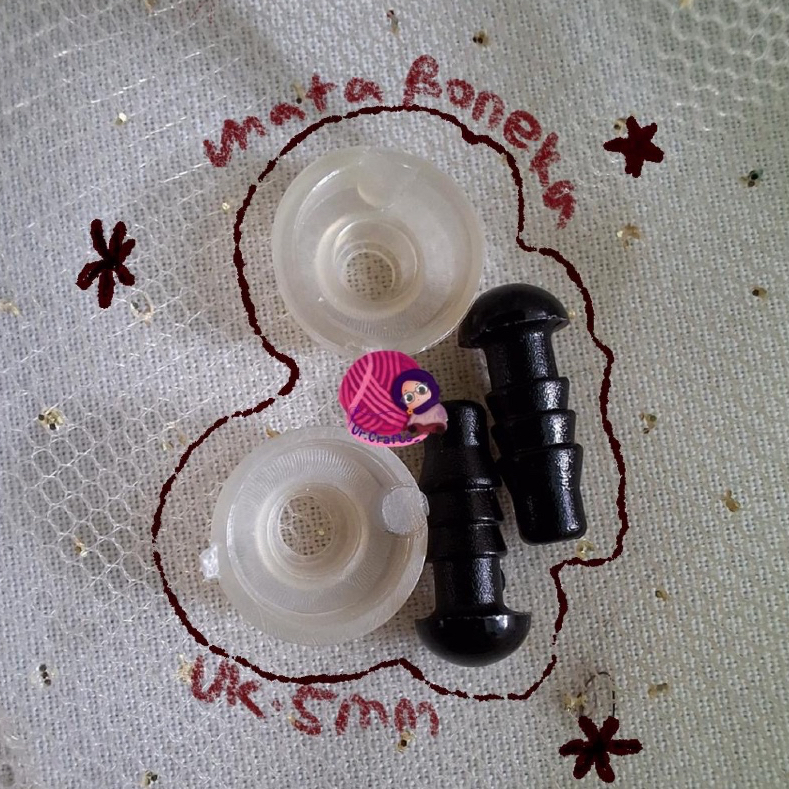 Mata Boneka Safety Eyes 5mm + Penyekat – Untuk Amigurumi / Boneka Rajut