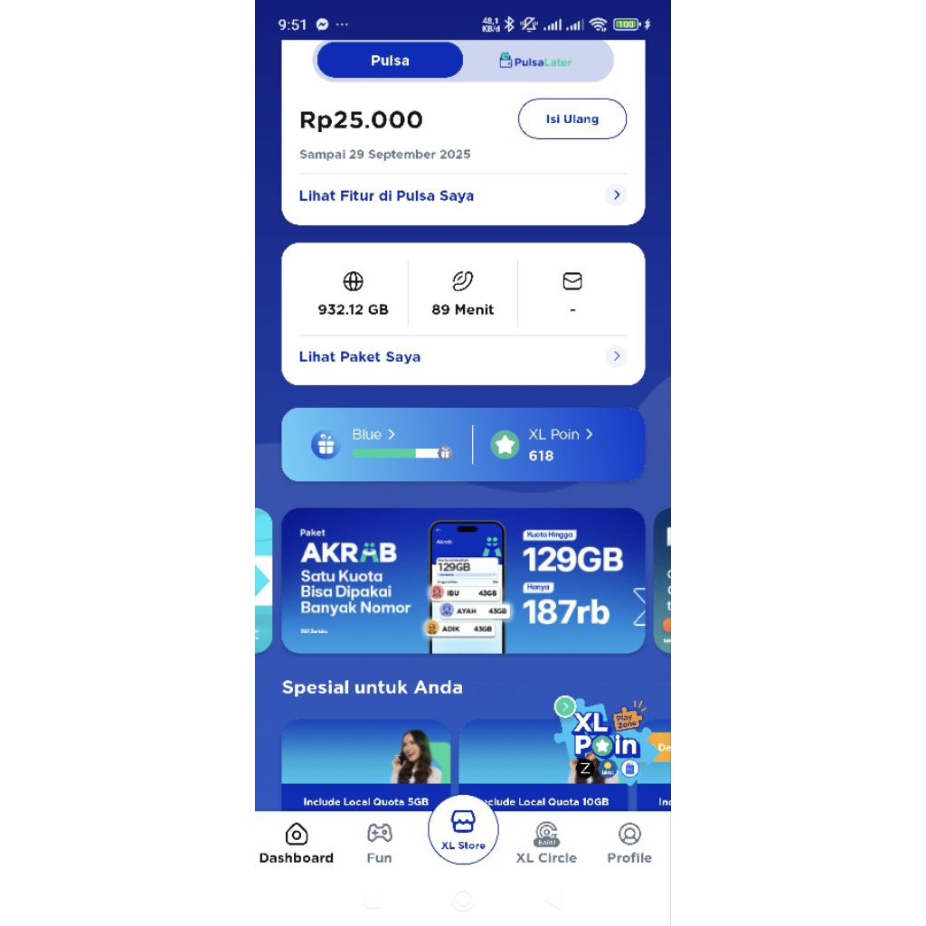 Kartu XL VIP 90% TRIPLE