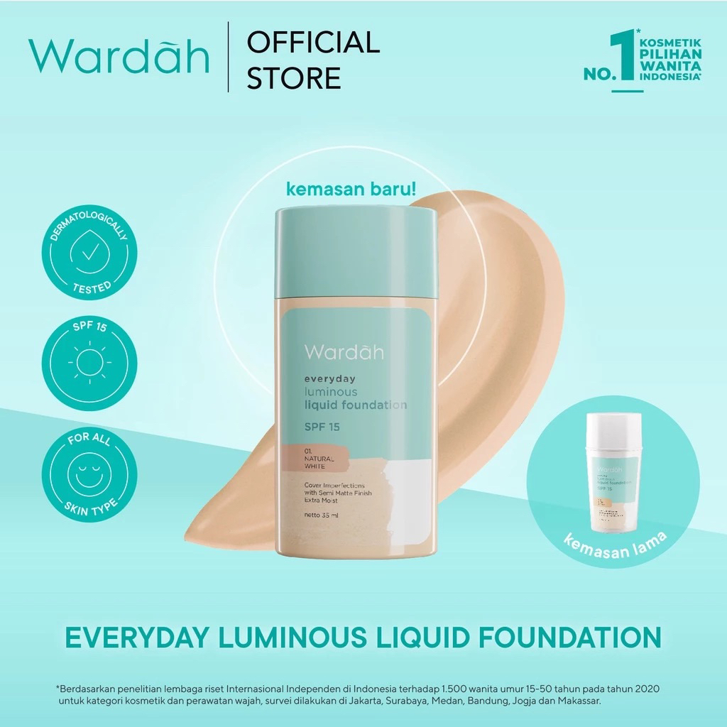 Wardah Everyday Luminous Liquid Foundation | 100% Ori