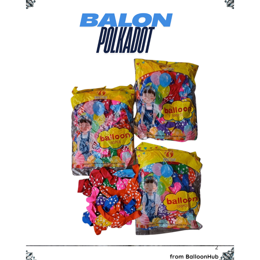 Isi 100 pcs Balon Polkadot 10 Inch Merah Putih Biru Pink Warna Warni Doff Balon Ulang Tahun Anak/ Pe