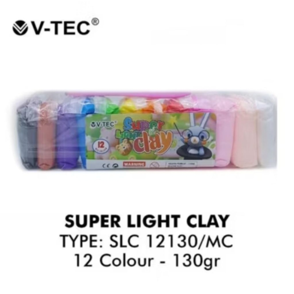 

V-TEC SUPER LIGHT CLAY SLC 12130/MC ISI 12 WARNA / 130 GRAM