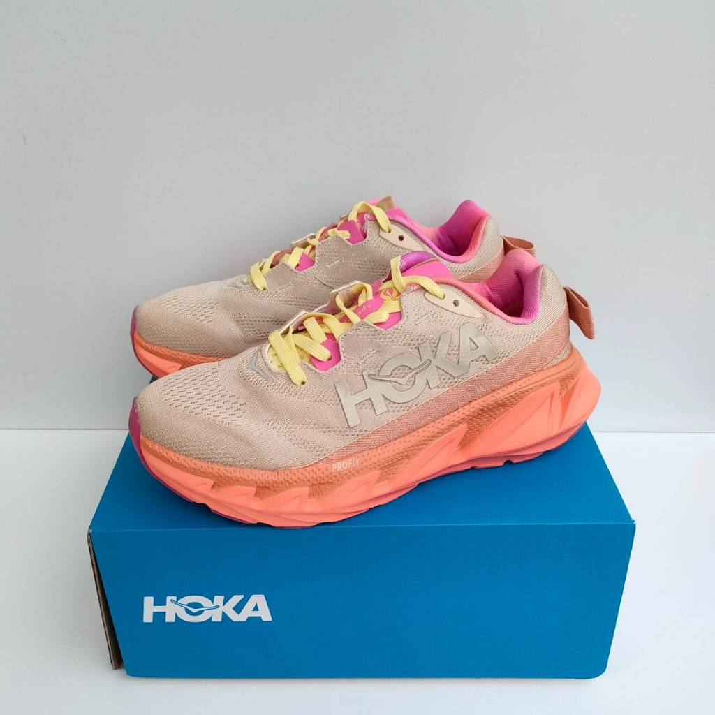 SEPATU HOKA ONE ONE ELEVON 2 METHAL ROSE ORANGE READY FOR ROAD RUNNING OUTDOOR