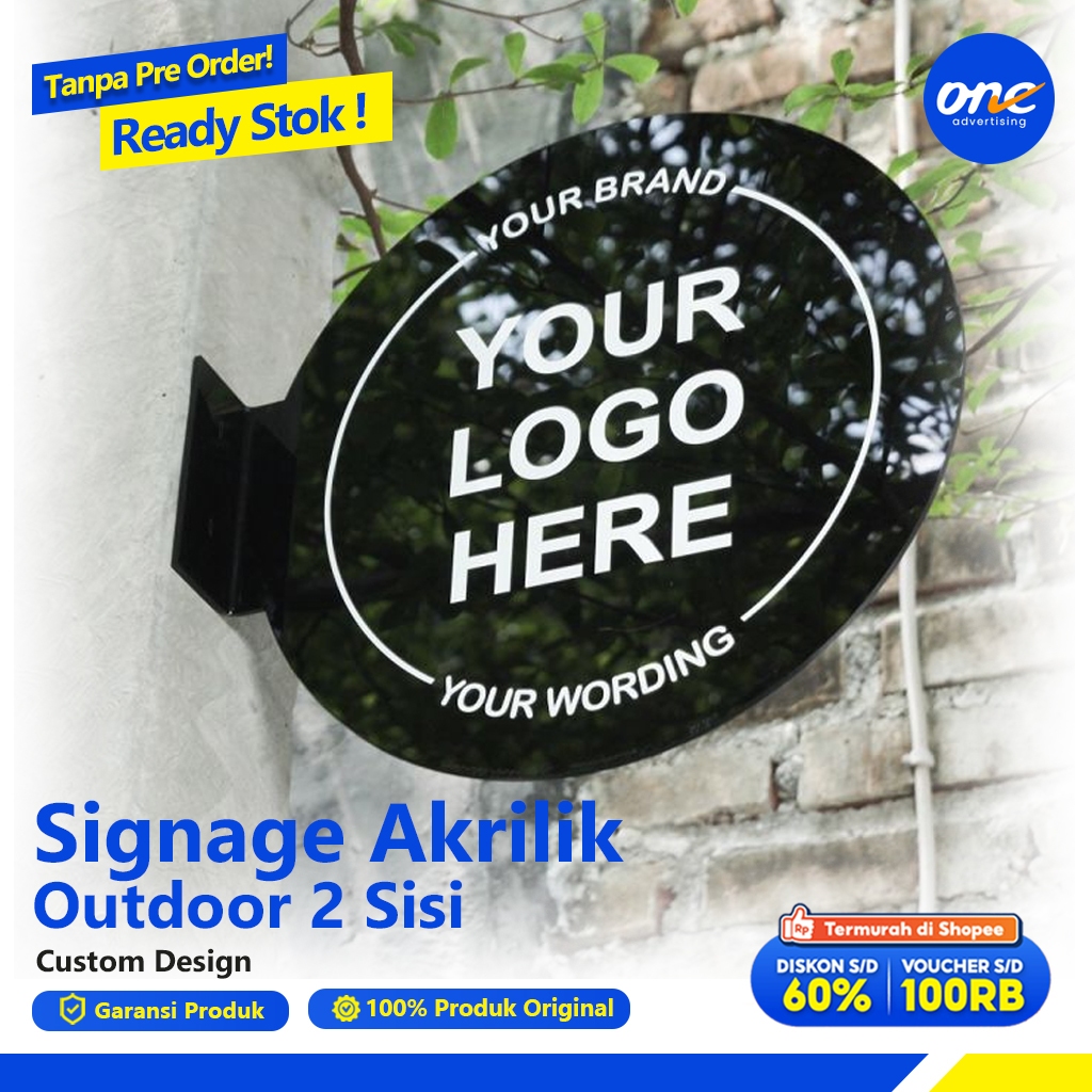Custom Logo Toko Signage Akrilik Papan Nama Toko - Akrilik Sign Board Request Logo Usaha 2 Sisi