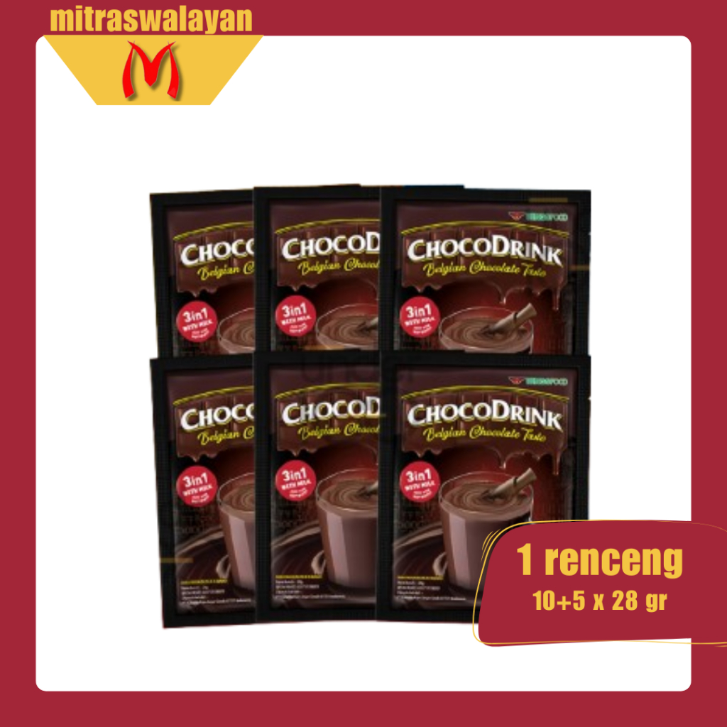 

Chocodrink Belgian Chocolate Taste Powder Drink Kemasan Renceng 10+5 @28 gr